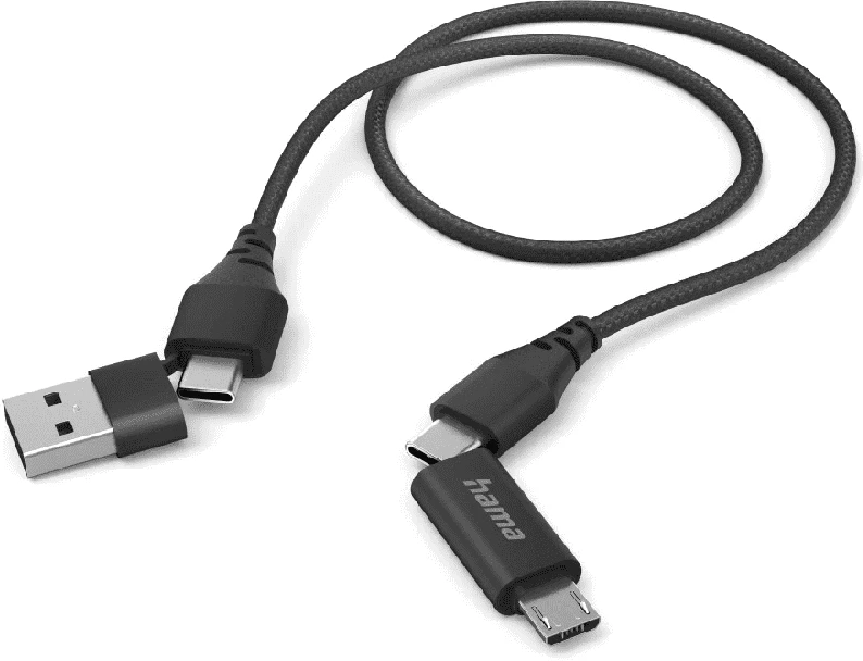 Hama 4-in-1 daugiafunkcis įkrovimo laidas 1,5 m, juodas