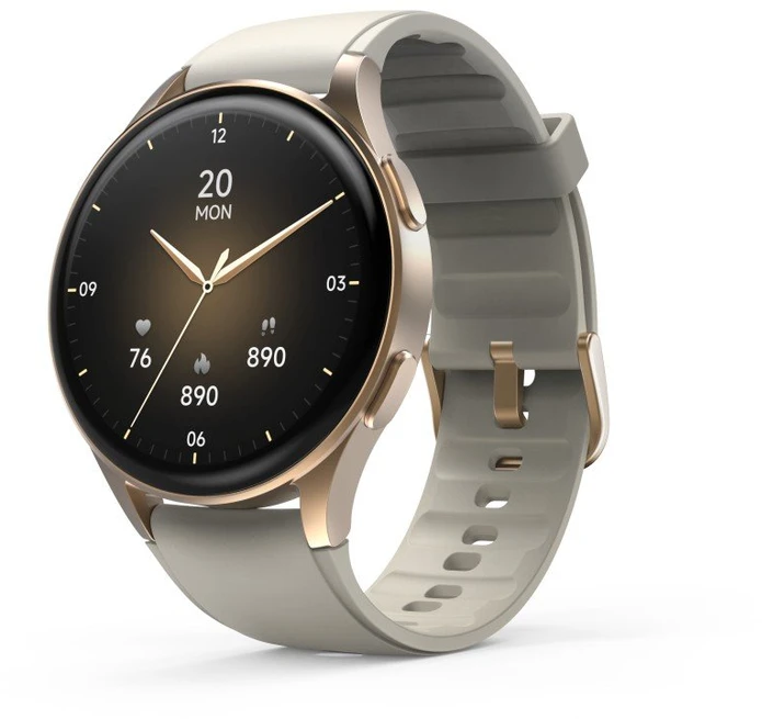 Hama 8900 GPS AMOLED Išmanusis laikrodis 1.32" with rusvai gelsvas Silicone Strap - Gold