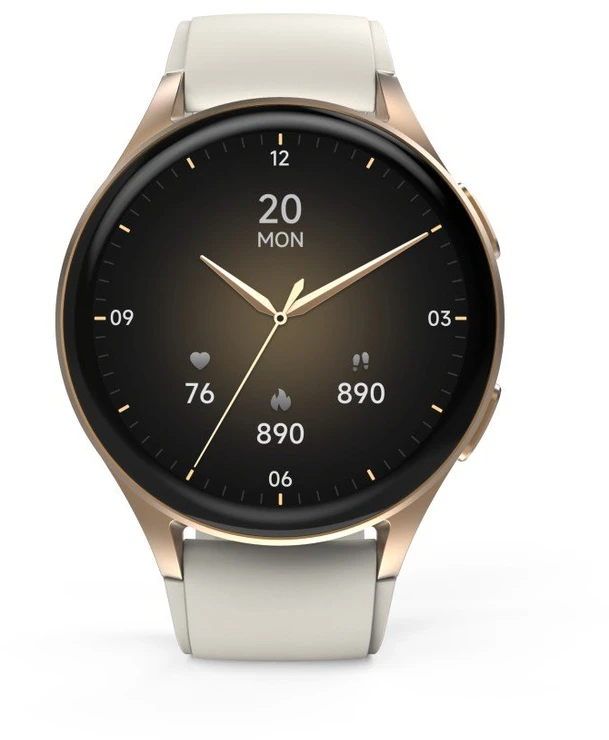 Hama 8900 GPS AMOLED Išmanusis laikrodis 1.32" with rusvai gelsvas Silicone Strap - Gold