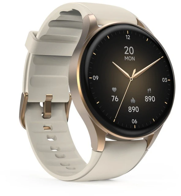 Hama 8900 GPS AMOLED Išmanusis laikrodis 1.32" with rusvai gelsvas Silicone Strap - Gold