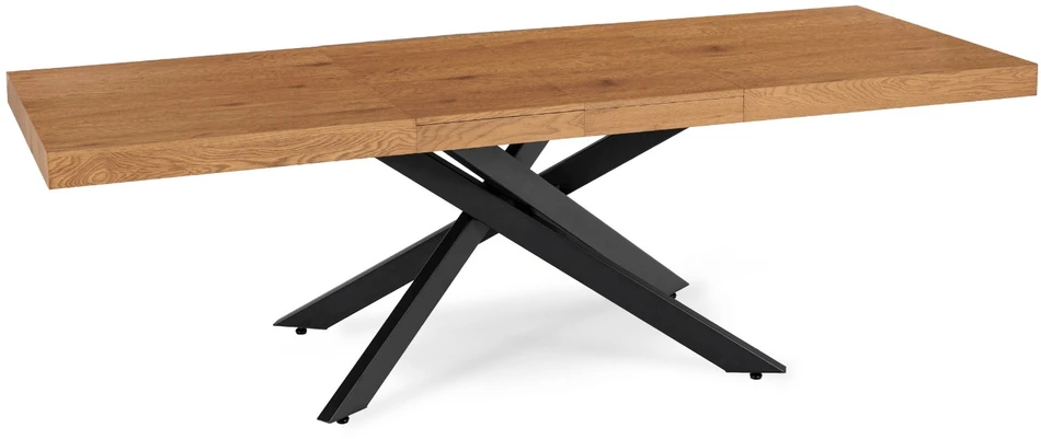 HAMPTON stačiakampis ištraukiamas stalas, 160–240 cm, ąžuolo/juodos spalvos, moderniam lofto stiliaus valgomajam