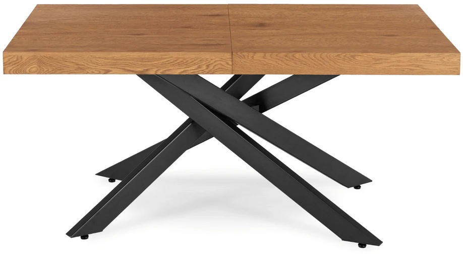 HAMPTON stačiakampis ištraukiamas stalas, 160–240 cm, ąžuolo/juodos spalvos, moderniam lofto stiliaus valgomajam