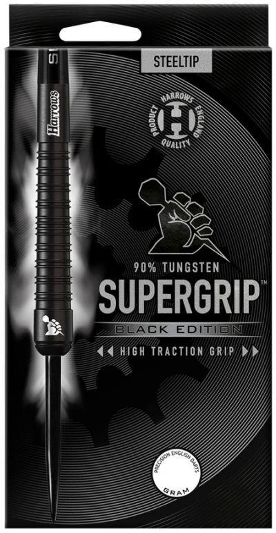 Harrows Supergrip Juodas smigiai 90% plieno antgalis SupergripBlack90%