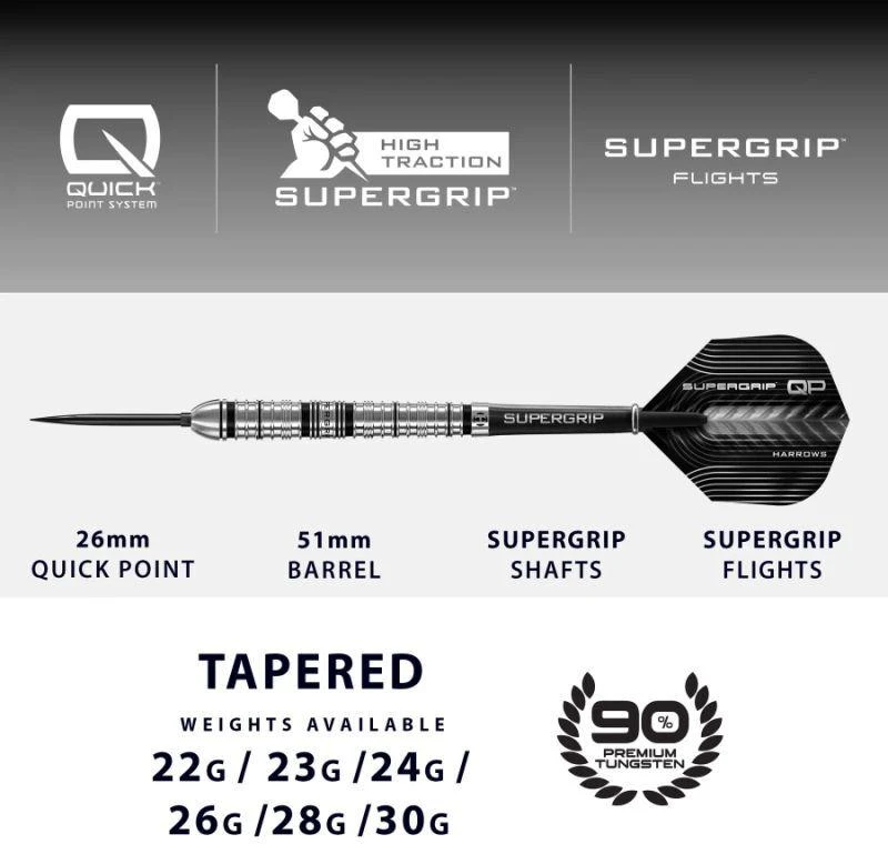 Harrows SUPERGRIP QP Siaurėjantis 90% plieninių antgalių smiginis