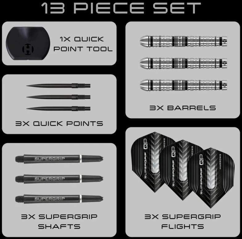 Harrows SUPERGRIP QP Siaurėjantis 90% plieninių antgalių smiginis