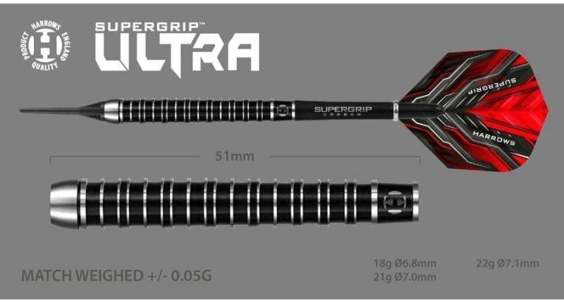 Harrows Supergrip Ultra Dartai 90% Softip HS-TNK-000013877