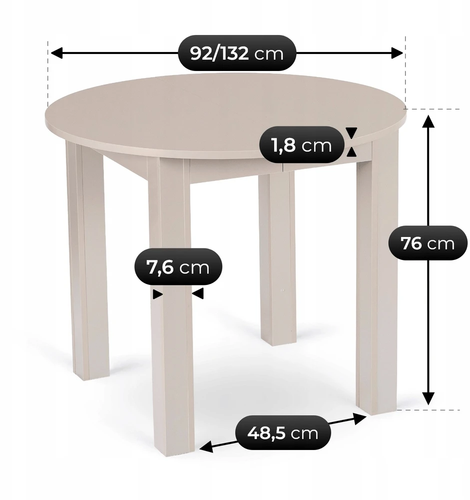 HARRY Ištraukiamas stalas 92-132 cm Kašmyro spalvos