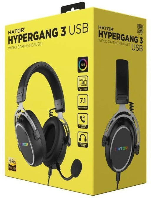 Ausinės Hator Hypergang 3 USB ESH50 RGB juoda