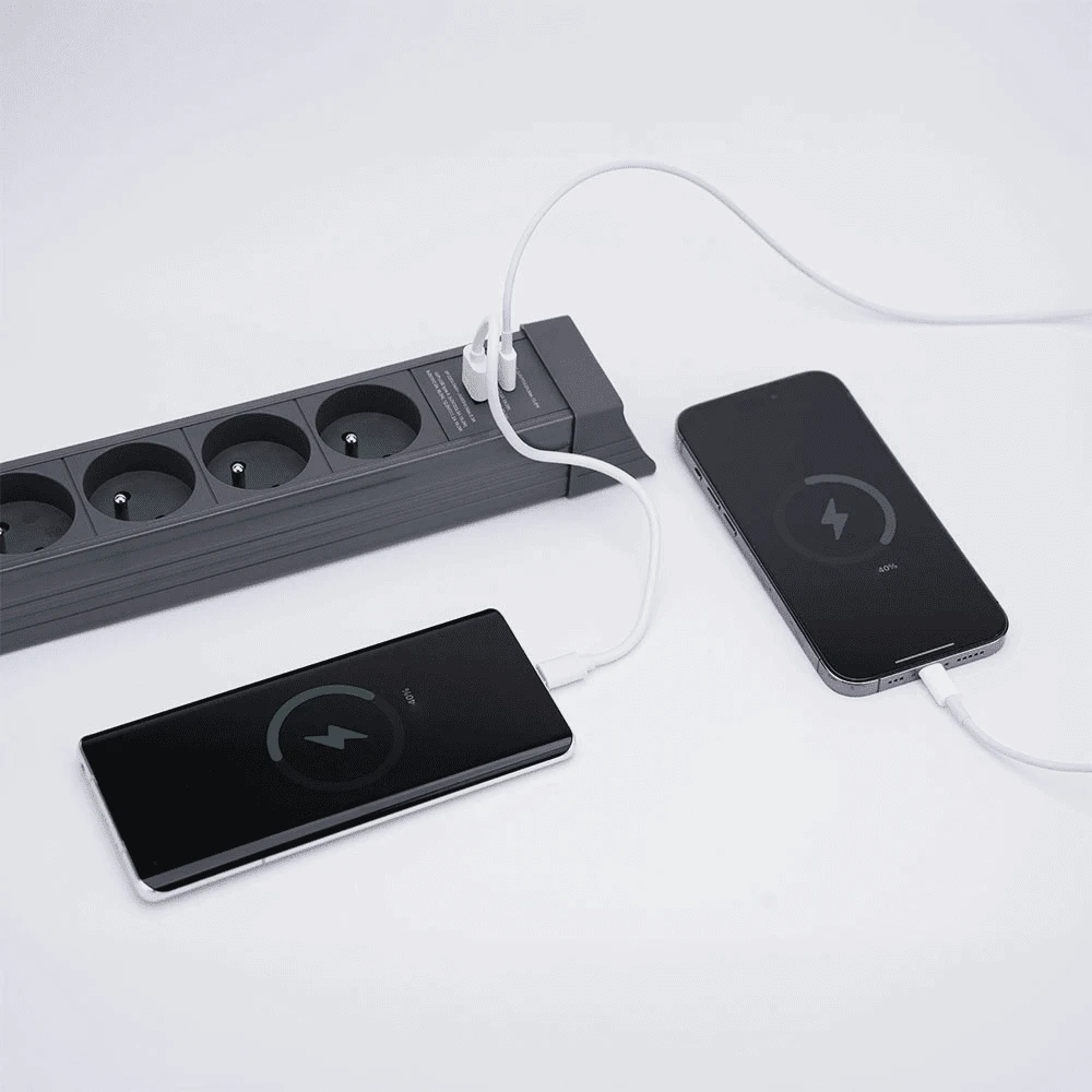 HAWK HWPS501GY viršįtampių apsauga su USB-C 20 W, 5 lizdai, 1,5 m