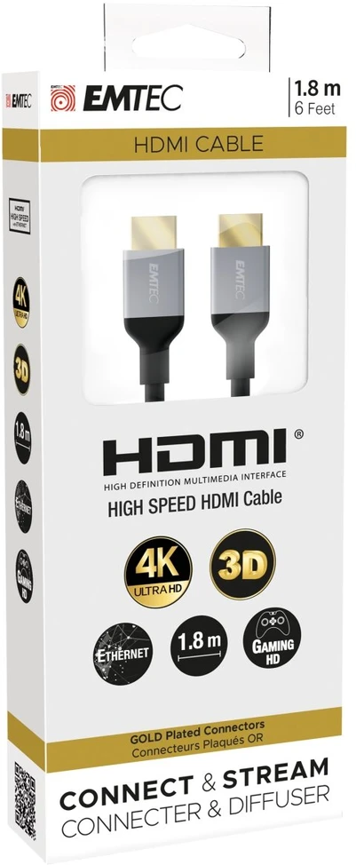 HDMI kabelis HDMI–HDMI 4K Emtec, 1,8 m