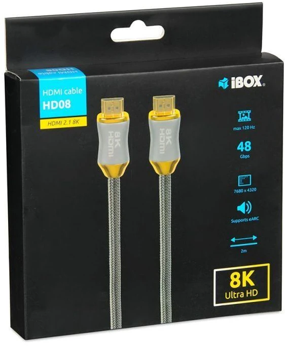 Ausinės HDMI laidas I-BOX HD08 HDMI 2.1 8K, 2m
