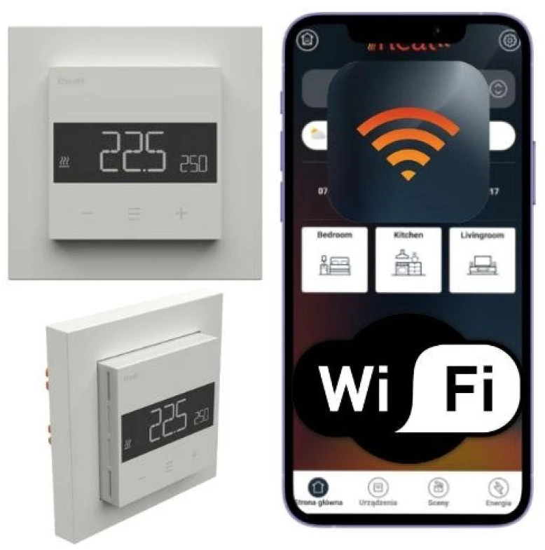 HE1 Heatit WiFi6 WiFi elektroninis termostatas skirtas elektriniam šildymui baltas