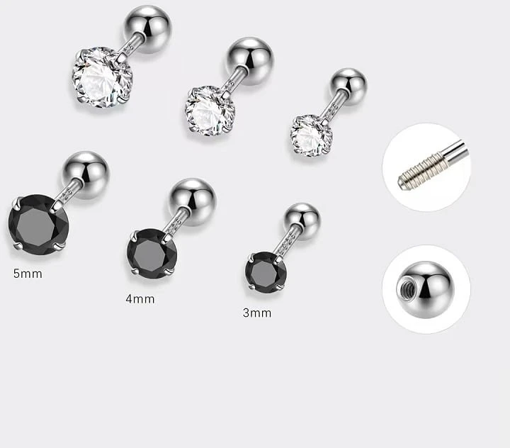Helix auskarai Juodas 4mm