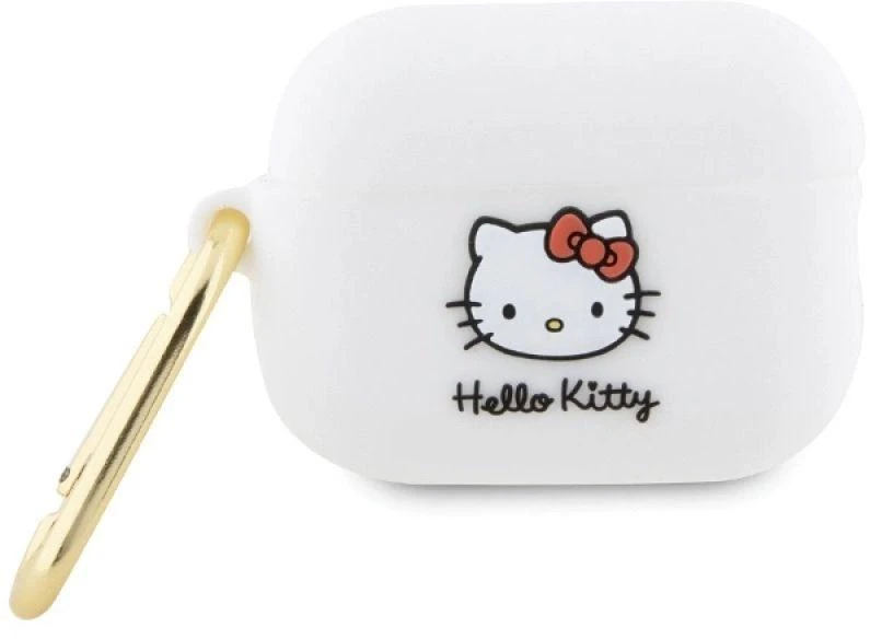 Hello Kitty HKAP23DKHSH AirPods Pro 2 (2022/2023) Dėklas baltos spalvos Silicone 3D Kitty Head