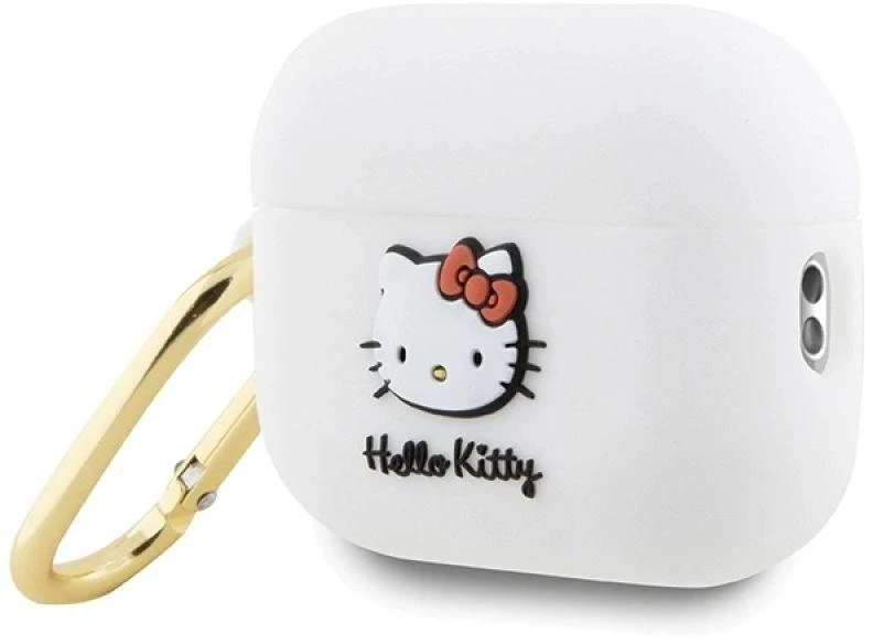 Hello Kitty HKAP23DKHSH AirPods Pro 2 (2022/2023) Dėklas baltos spalvos Silicone 3D Kitty Head