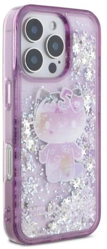 Hello Kitty HKHCP16XL50PPU Apple iPhone 16 Pro Max 6.9″ violetinės spalvos kietas dėklas Liquid Glitter 50TH Anni