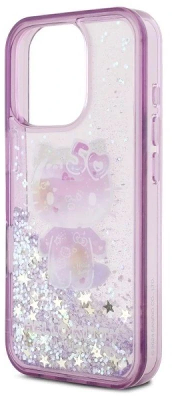 Hello Kitty HKHCP16XL50PPU Apple iPhone 16 Pro Max 6.9″ violetinės spalvos kietas dėklas Liquid Glitter 50TH Anni