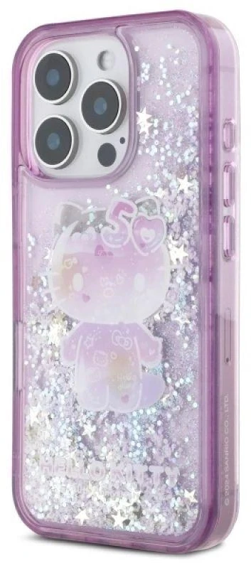 Hello Kitty HKHCP16XL50PPU Apple iPhone 16 Pro Max 6.9″ violetinės spalvos kietas dėklas Liquid Glitter 50TH Anni