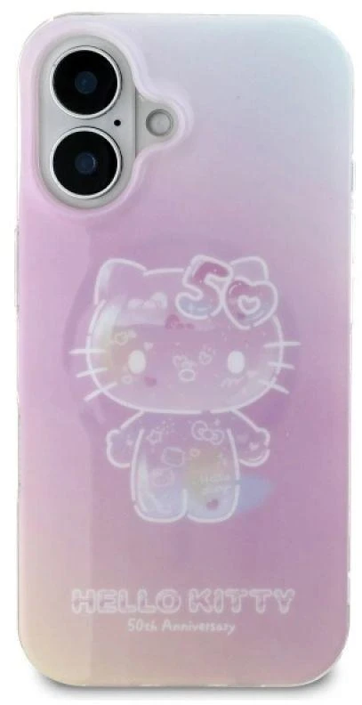 Hello Kitty HKHMP16SH50AP Apple iPhone 16 6.1″ rožinės spalvos kietas dėklas IML 50TH Anniversary Magsafe
