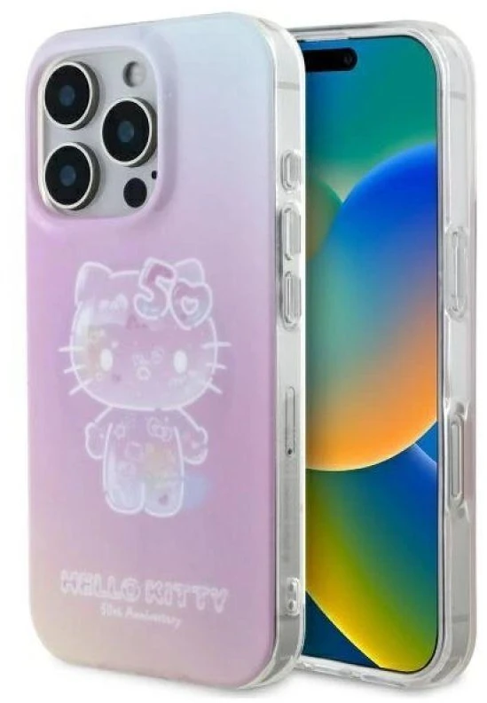 Hello Kitty HKHMP16LH50AP Apple iPhone 16 Pro 6.3″ rožinės spalvos kietas dėklas IML 50TH Anniversary Magsafe
