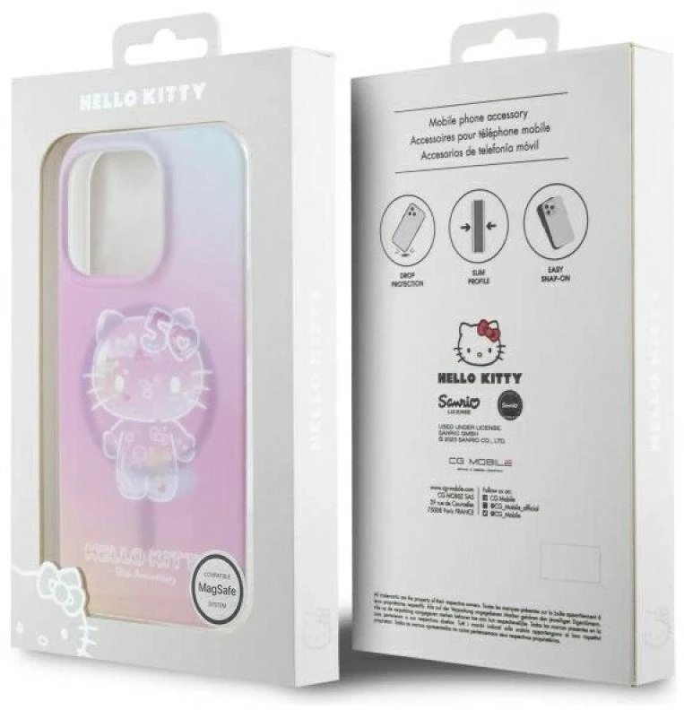 Hello Kitty HKHMP16LH50AP Apple iPhone 16 Pro 6.3″ rožinės spalvos kietas dėklas IML 50TH Anniversary Magsafe