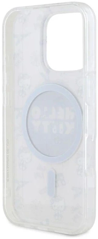 Hello Kitty HKHMP16LHAOPP Apple iPhone 16 Pro 6,3″ rožinės spalvos kietas dėklas IML All Over Paris Magsafe
