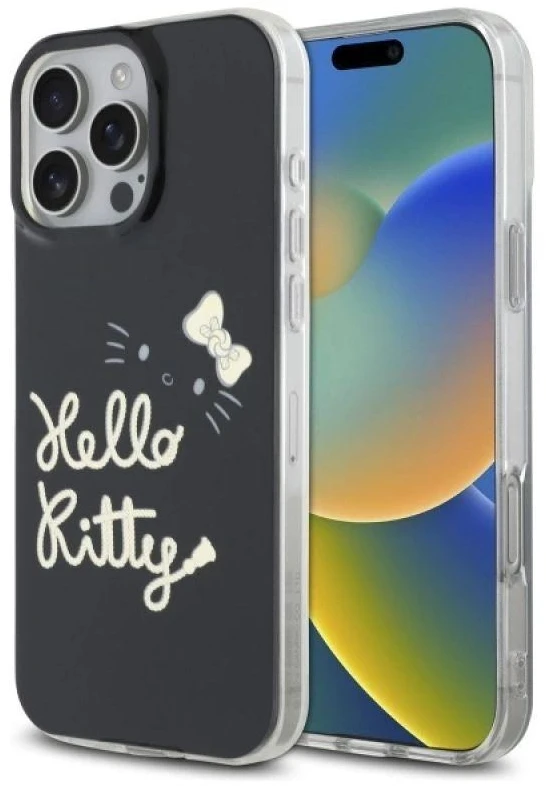 Hello Kitty HKHMP16XHGDIK Apple iPhone 16 Pro Max 6.9″ juodos spalvos kietas dėklas IML Golden Diva MagSafe