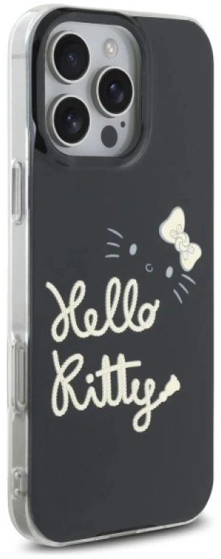 Hello Kitty HKHMP16XHGDIK Apple iPhone 16 Pro Max 6.9″ juodos spalvos kietas dėklas IML Golden Diva MagSafe