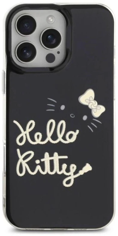 Hello Kitty HKHMP16XHGDIK Apple iPhone 16 Pro Max 6.9″ juodos spalvos kietas dėklas IML Golden Diva MagSafe