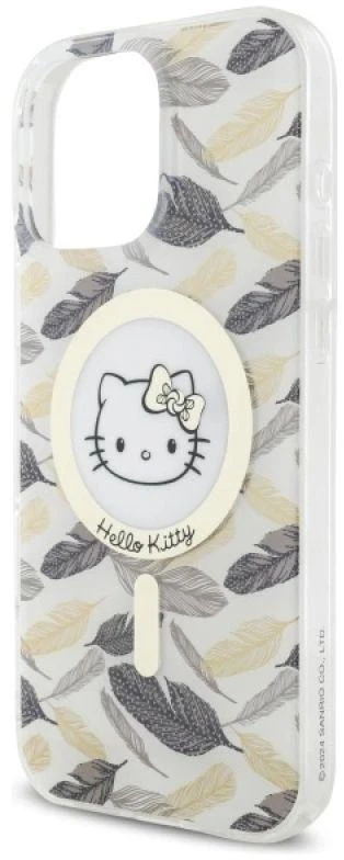 Hello Kitty HKHMP16XHGLEH Apple iPhone 16 Pro Max 6.9″ baltos spalvos kietas dėklas IML Golden Leaves MagSafe