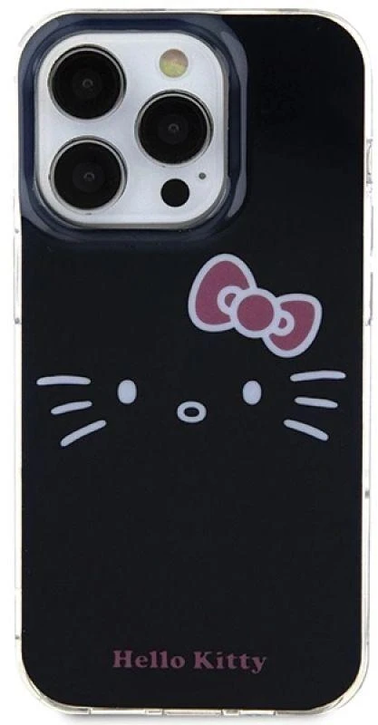 Hello Kitty HKHCP14LHKHLK Apple iPhone 14 Pro 6.1″ juodos spalvos kietas dėklas IML Kitty Face