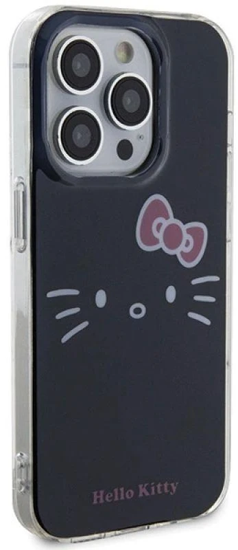 Hello Kitty HKHCP14LHKHLK Apple iPhone 14 Pro 6.1″ juodos spalvos kietas dėklas IML Kitty Face
