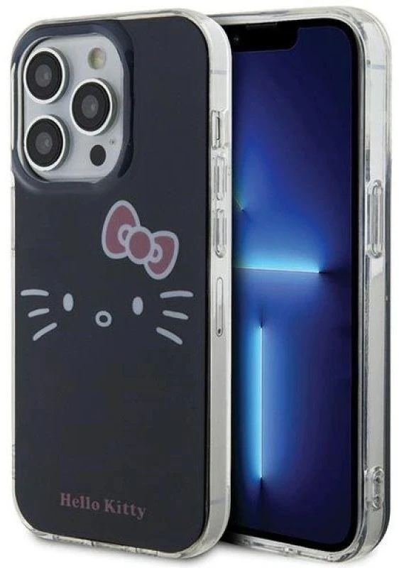 Hello Kitty HKHCP14LHKHLK Apple iPhone 14 Pro 6.1″ juodos spalvos kietas dėklas IML Kitty Face