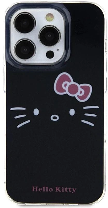 Hello Kitty HKHCP15XHKHLK Apple iPhone 15 Pro Max 6.7″ juodos spalvos kietas dėklas IML Kitty Face