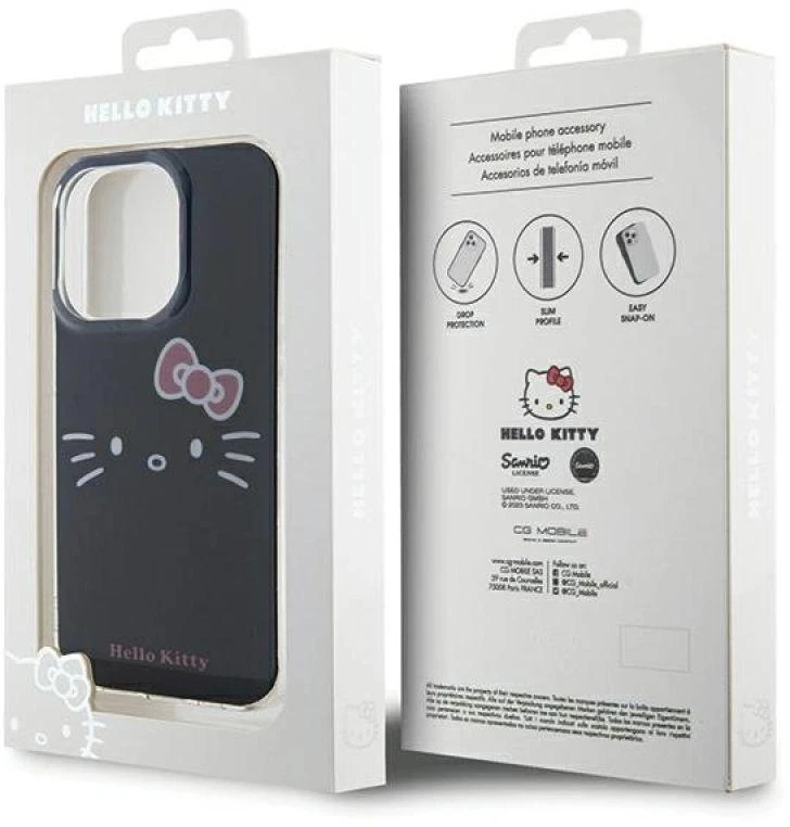 Hello Kitty HKHCP15XHKHLK Apple iPhone 15 Pro Max 6.7″ juodos spalvos kietas dėklas IML Kitty Face