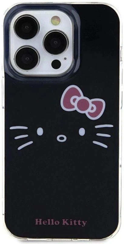 Hello Kitty HKHCP15LHKHLK Apple iPhone 15 Pro 6.1″ juodos spalvos kietas dėklas IML Kitty Face