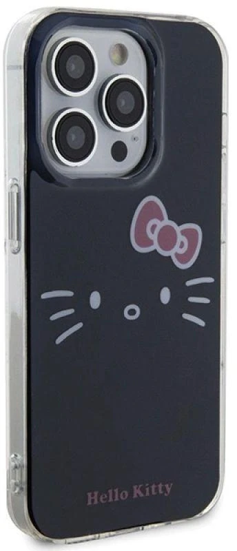 Hello Kitty HKHCP15LHKHLK Apple iPhone 15 Pro 6.1″ juodos spalvos kietas dėklas IML Kitty Face