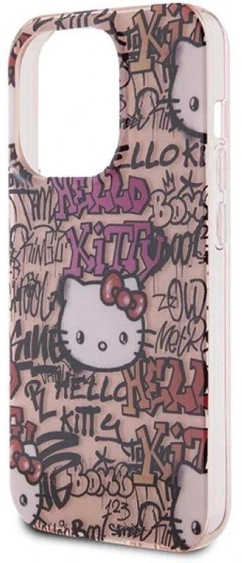 Hello Kitty HKHCP13LHDGPTP Apple iPhone 13 Pro/ 13 6.1″ rožinės spalvos kietas dėklas IML Tags Graffiti