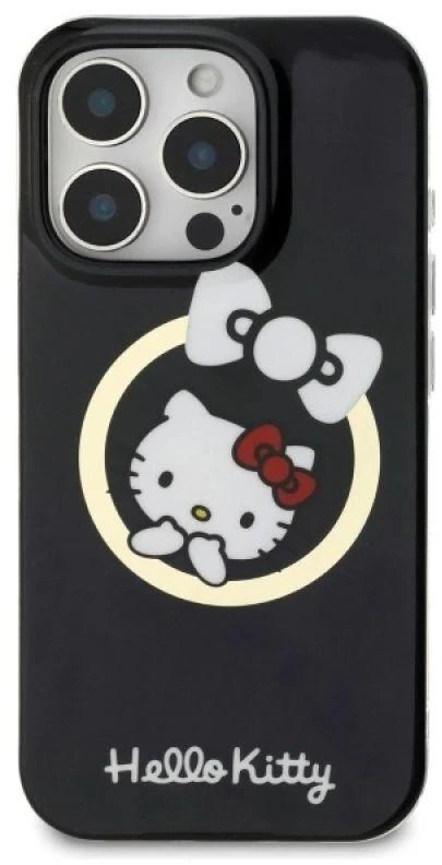 Hello Kitty HKHMP16XHFLBK Apple iPhone 16 Pro Max 6,9″ juodos spalvos kietas dėklas IML Fun bow Magsafe