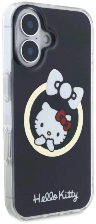 Hello Kitty HKHMP16SHFLBK Apple iPhone 16 6,1″ juodos spalvos kietas dėklas IML Fun bow Magsafe