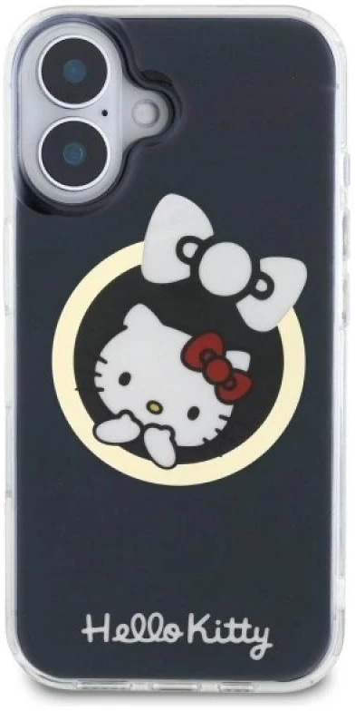 Hello Kitty HKHMP16SHFLBK Apple iPhone 16 6,1″ juodos spalvos kietas dėklas IML Fun bow Magsafe