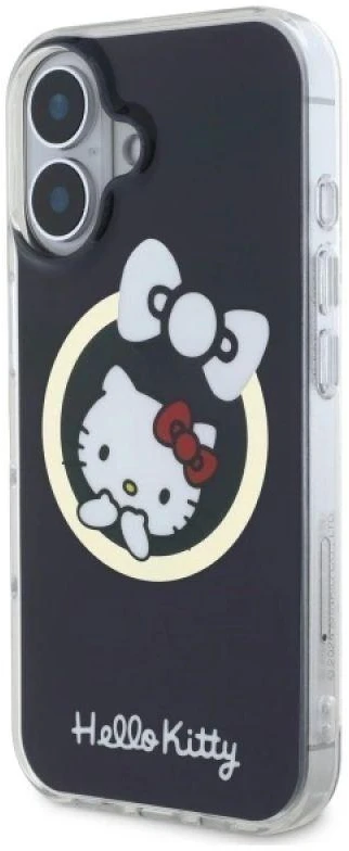 Hello Kitty HKHMP16SHFLBK Apple iPhone 16 6,1″ juodos spalvos kietas dėklas IML Fun bow Magsafe