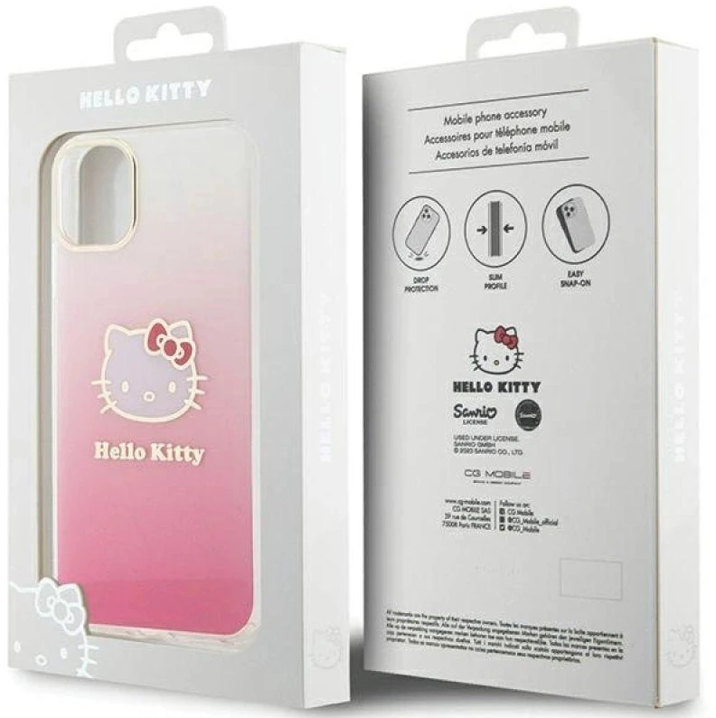 Hello Kitty HKHCN61HDGKEP Apple iPhone 11 / Xr 6.1″ rožinės spalvos kietas dėklas IML Gradient Electrop Kitty Head