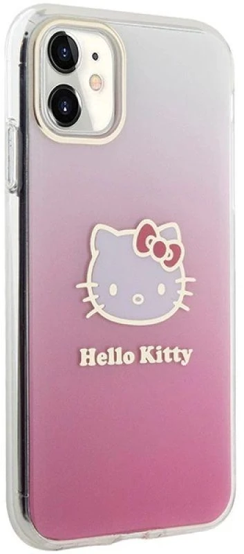 Hello Kitty HKHCN61HDGKEP Apple iPhone 11 / Xr 6.1″ rožinės spalvos kietas dėklas IML Gradient Electrop Kitty Head