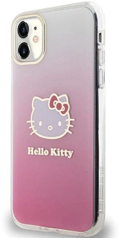 Hello Kitty HKHCN61HDGKEP Apple iPhone 11 / Xr 6.1″ rožinės spalvos kietas dėklas IML Gradient Electrop Kitty Head
