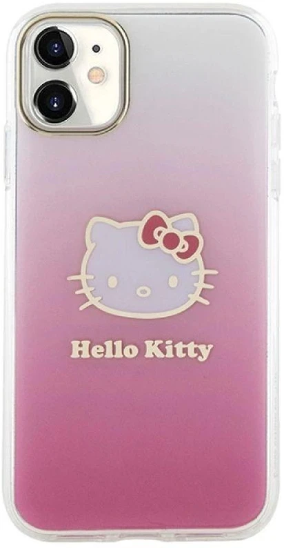 Hello Kitty HKHCN61HDGKEP Apple iPhone 11 / Xr 6.1″ rožinės spalvos kietas dėklas IML Gradient Electrop Kitty Head