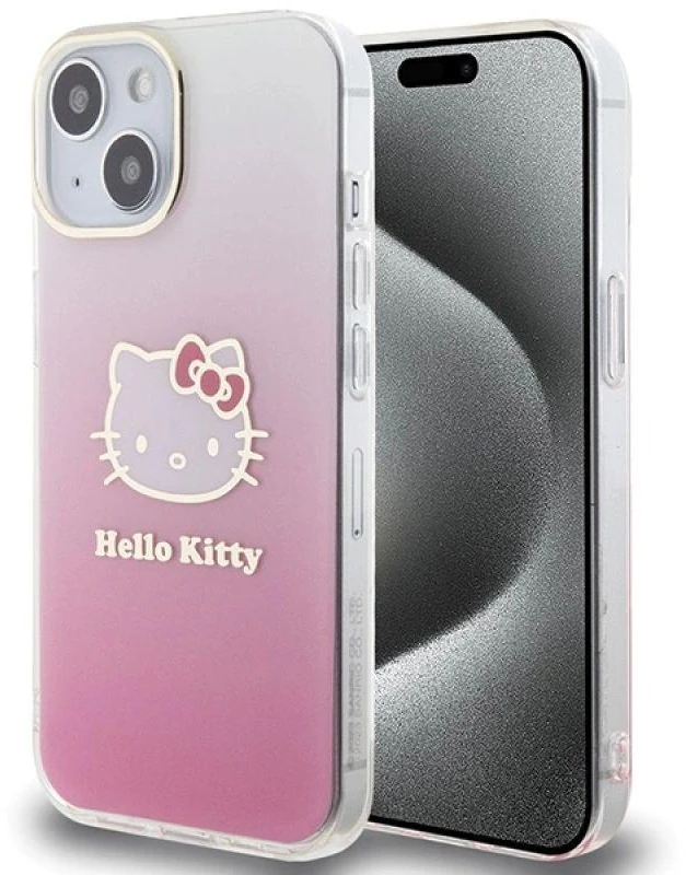 Hello Kitty HKHCP15SHDGKEP Apple iPhone 15 /14 / 13 6.1" rožinės spalvos kietas dėklas IML Gradient Electrop Kitty