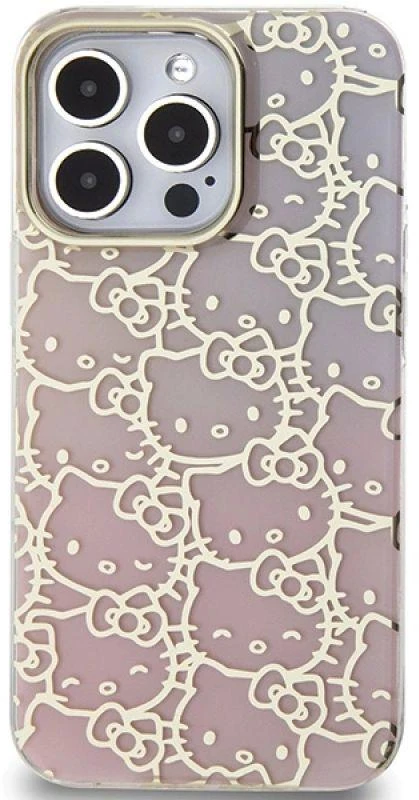 Hello Kitty HKHCP14LHCHPEP Apple iPhone 14 Pro 6.1″ rožinės spalvos kietas dėklas IML Gradient Electrop Crowded Kitty Head