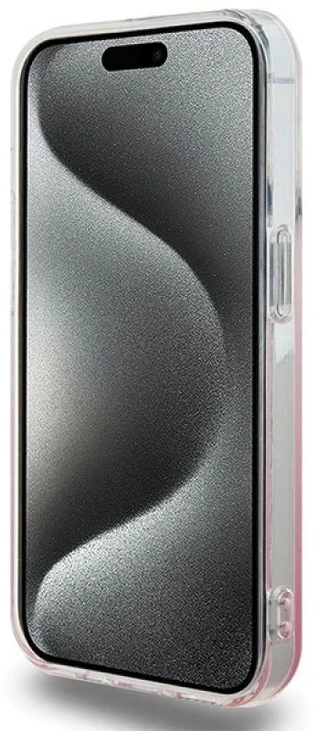 Hello Kitty HKHCP15LHDGKEP Apple iPhone 15 Pro 6.1″ rožinės spalvos kietas dėklas IML Gradient Electrop Kitty Head