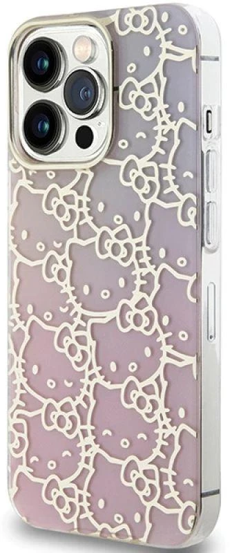 Hello Kitty HKHCP13LHCHPEP Apple iPhone 13 Pro / 13 6.1″ rožinės spalvos kietas dėklas IML Gradient Electrop Crowded Kitty